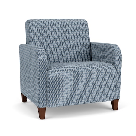Lesro Siena Lounge Reception Wide Guest Chair, Walnut, RS Rain Song Upholstery SN1201